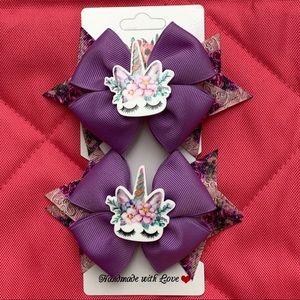 Unicorn Handmade Hair Bow Set